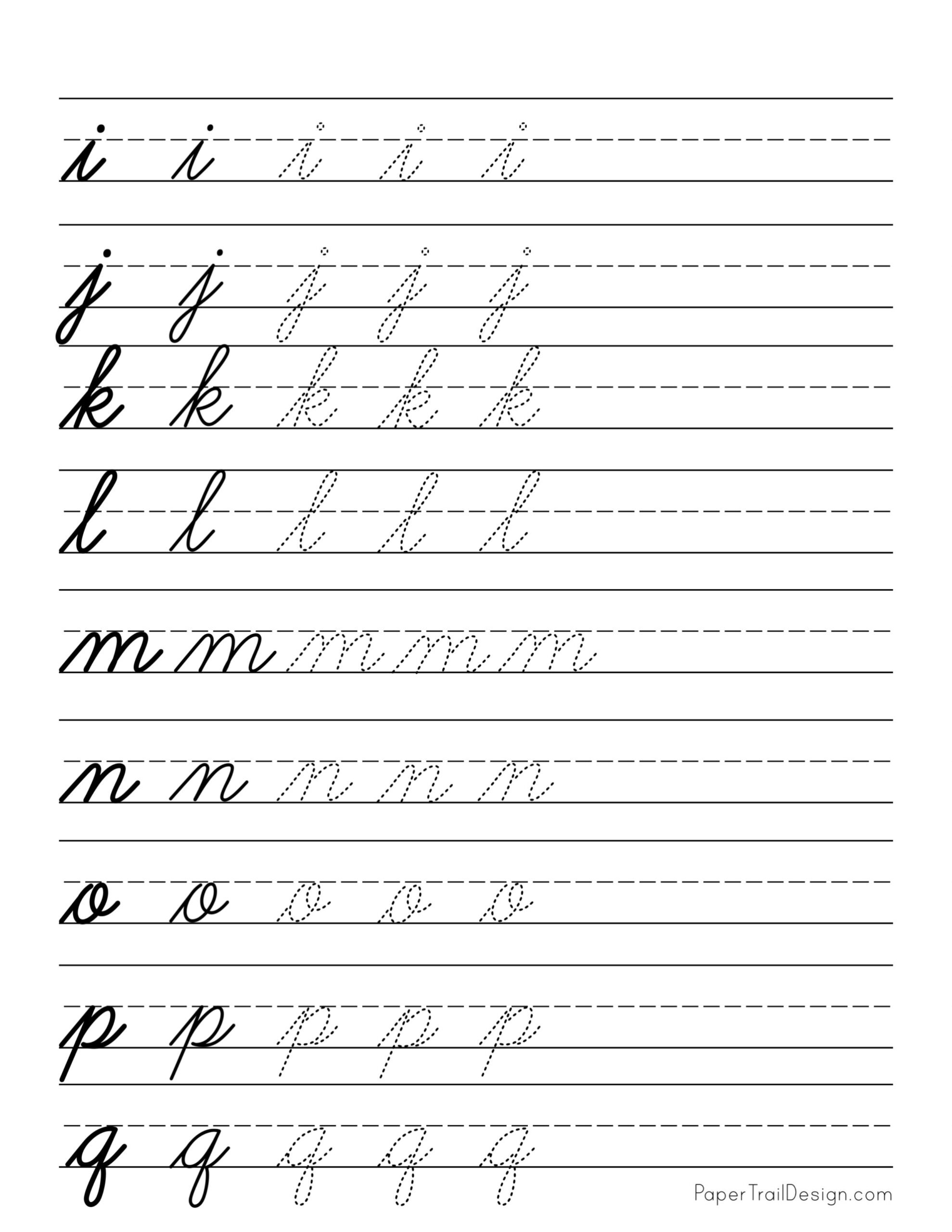 Cursive Practice Sheets Paper Trail Design