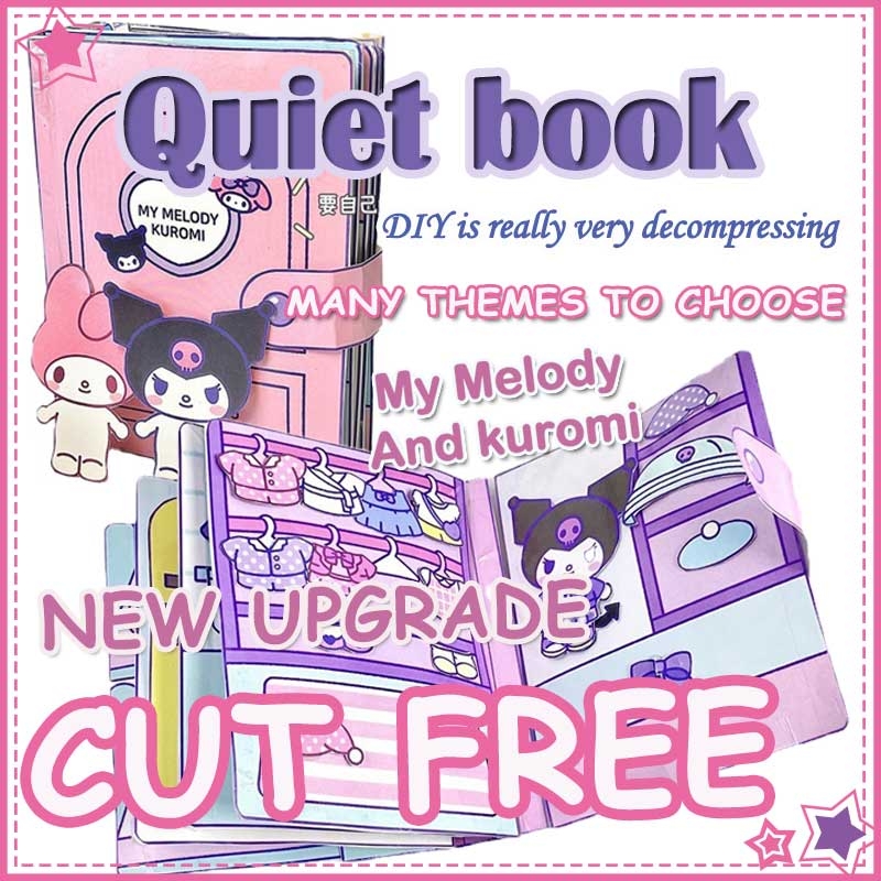 Cut Free Melody And Kuromi Diy Quiet Book Doll Paper Girl Cute Educational Handmade Toy Sanrio DIY Puzzle Sticker Busy Book For Kids Daraz pk
