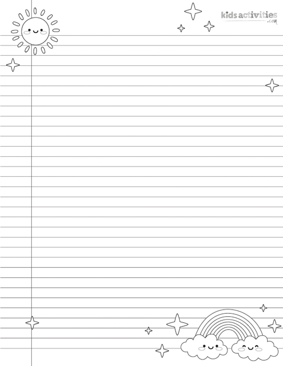 Cute Printable Notebook Paper For Kids And Adults Kids Worksheets Library