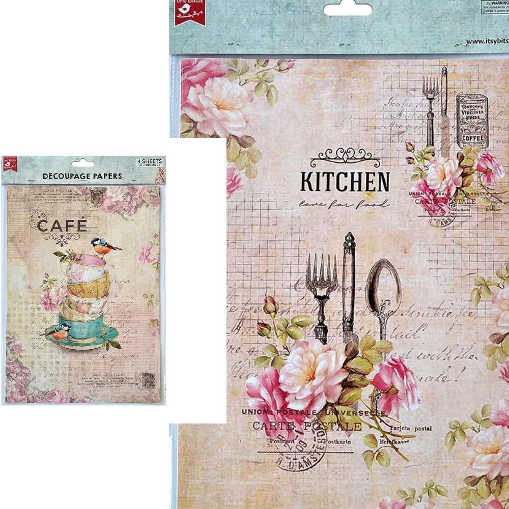 Decoupage Papers A4 Birdie Cafe 2 Sheets