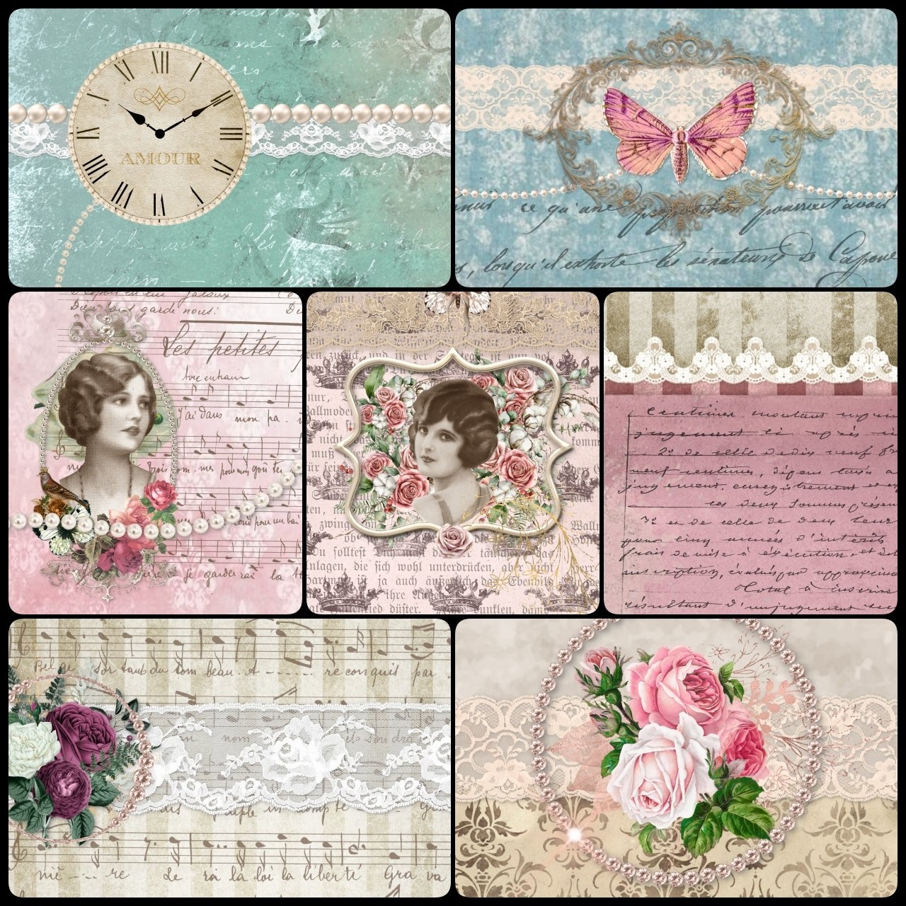 Digital Scrapbook Paper Vintage Sparkle Journal Kits