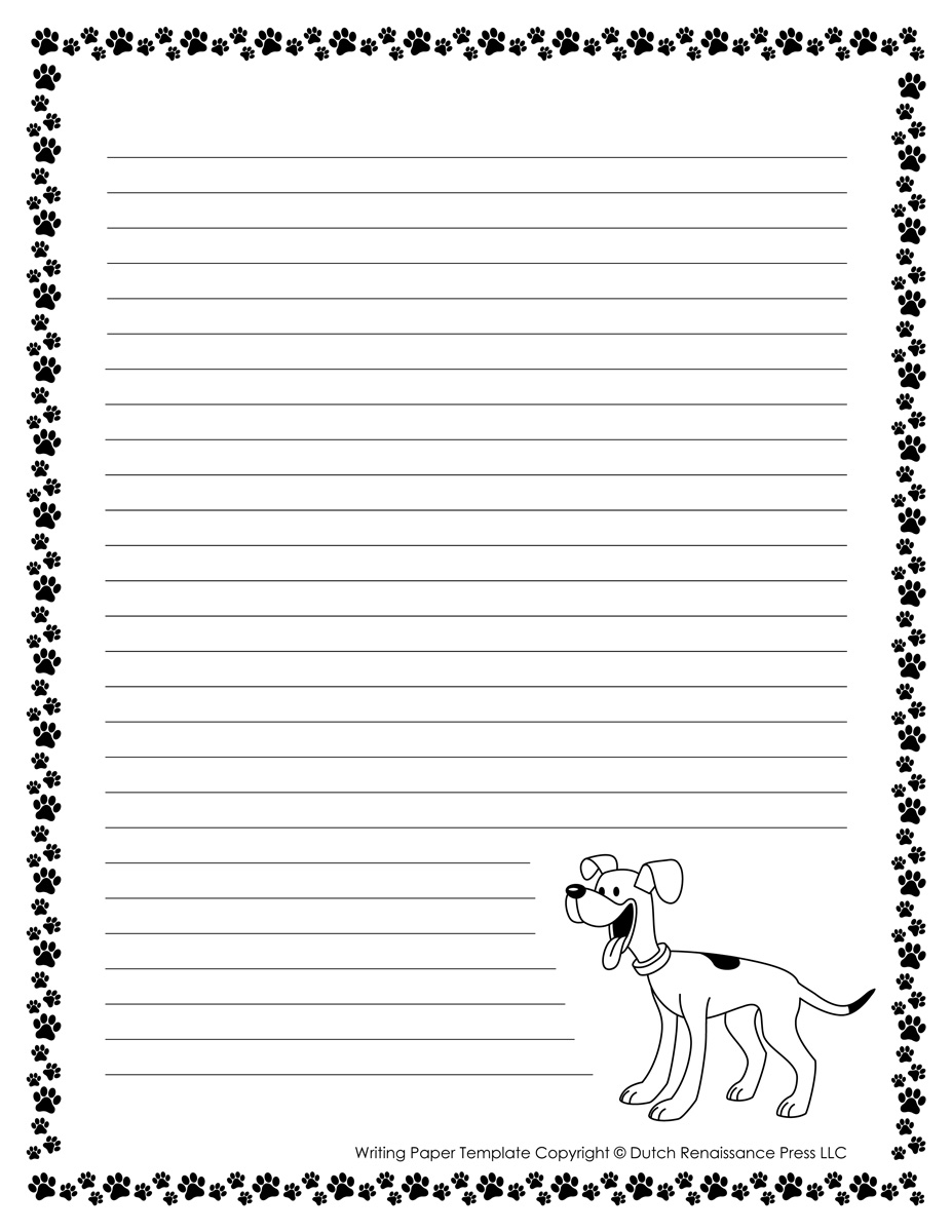 Dog Writing Paper Black And White Tim s Printables