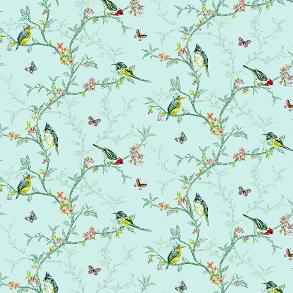 Dolls House Wallpaper 1 12th 1 24th Scale Birds Duckegg Quality Paper 324 EBay