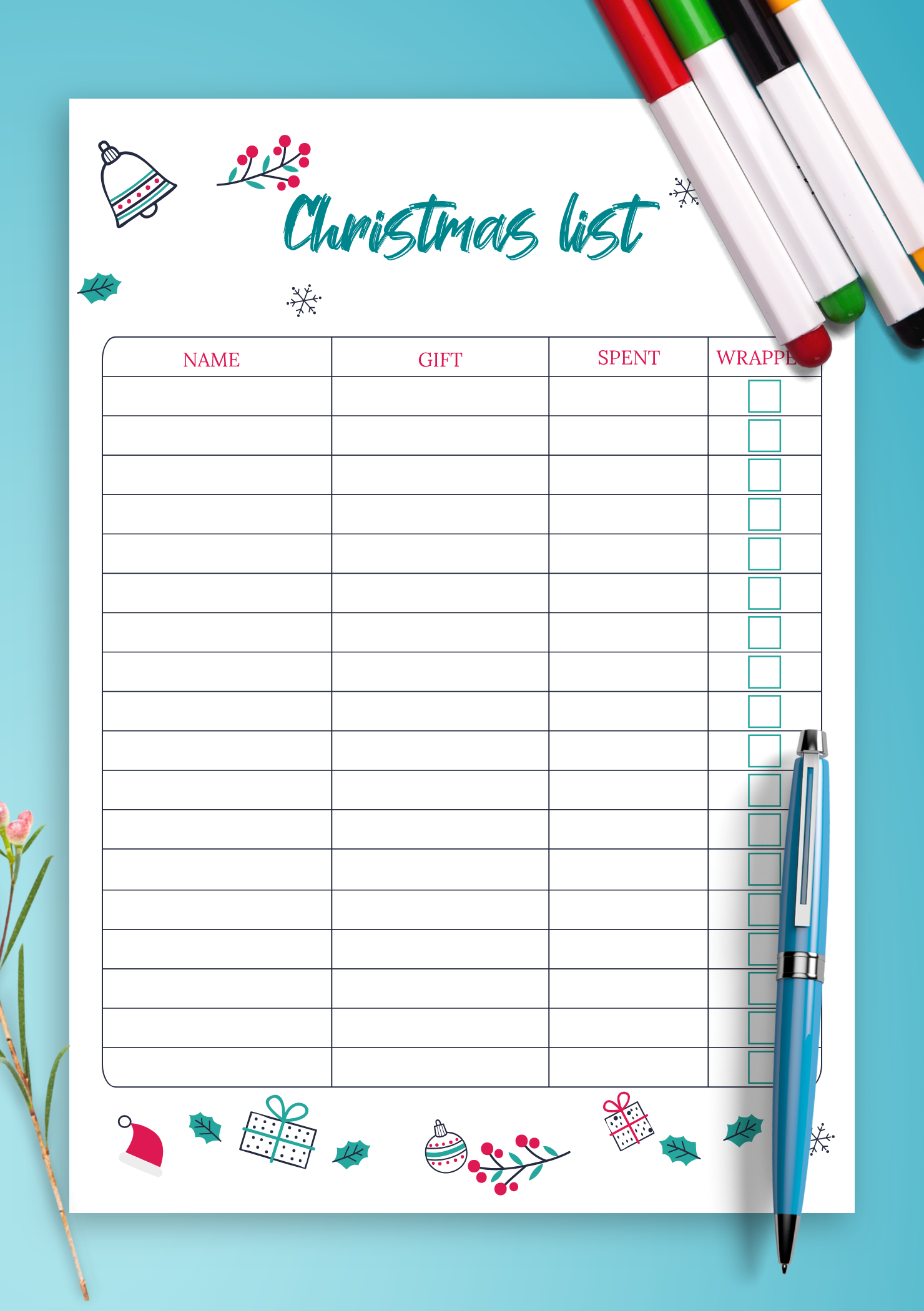 Christmas List Paper Printable