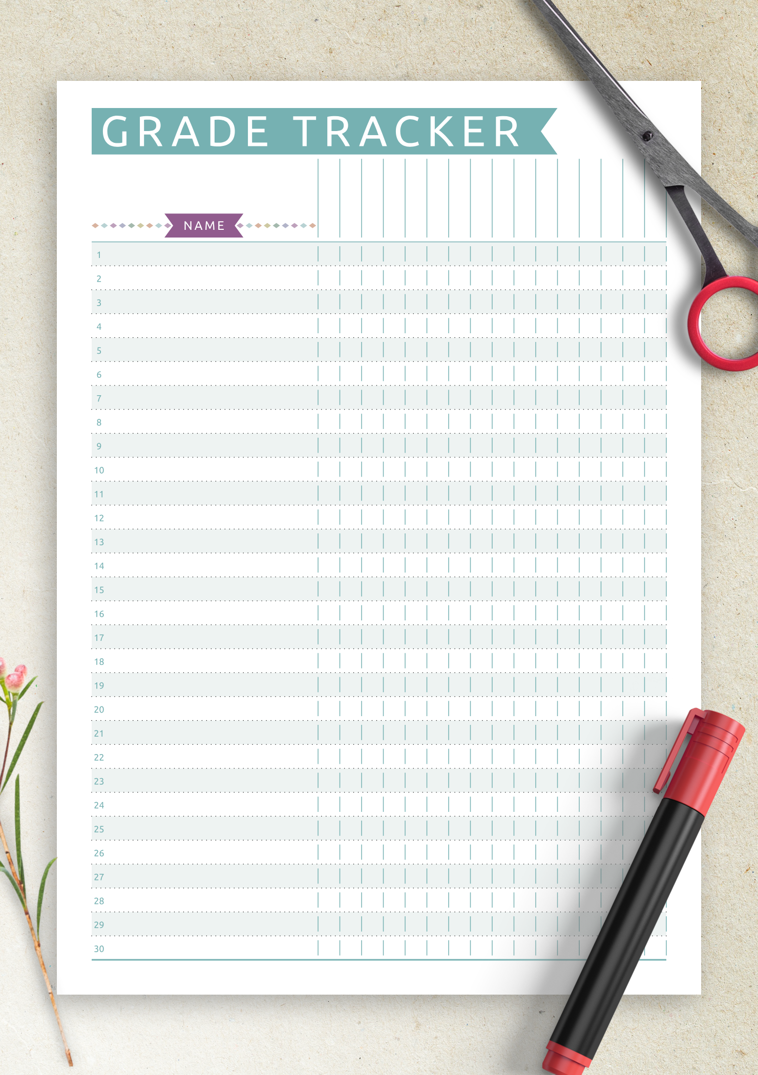 Free Printable Gradebook Paper