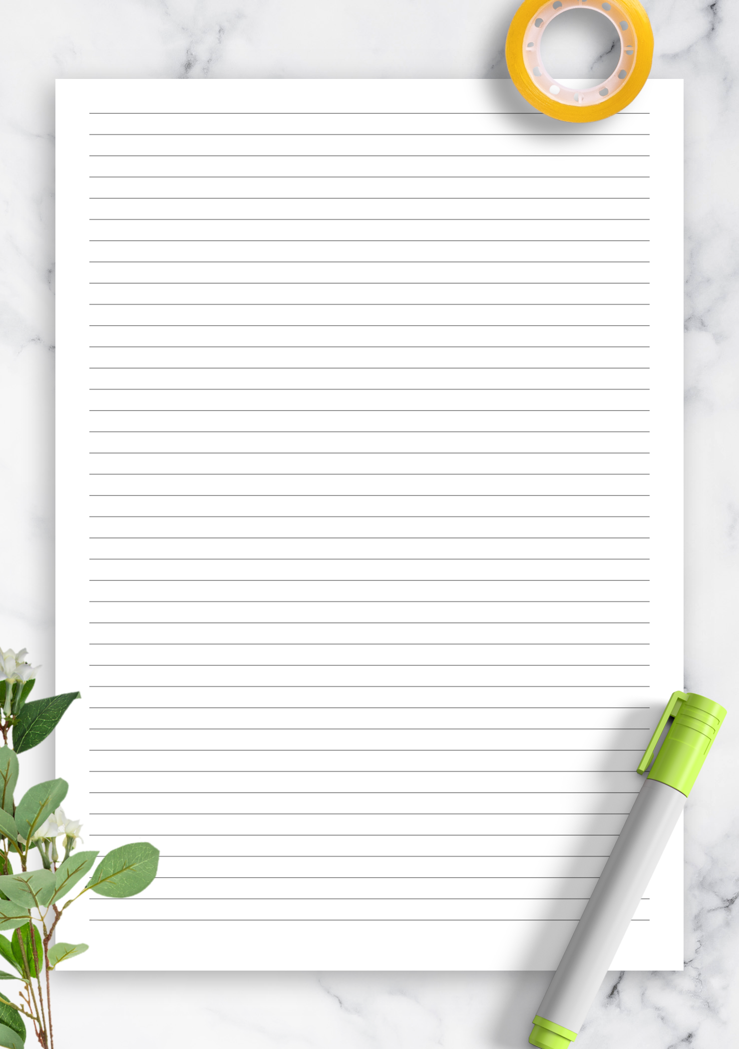 Free Printable Lined 9.75x7.5 Paper