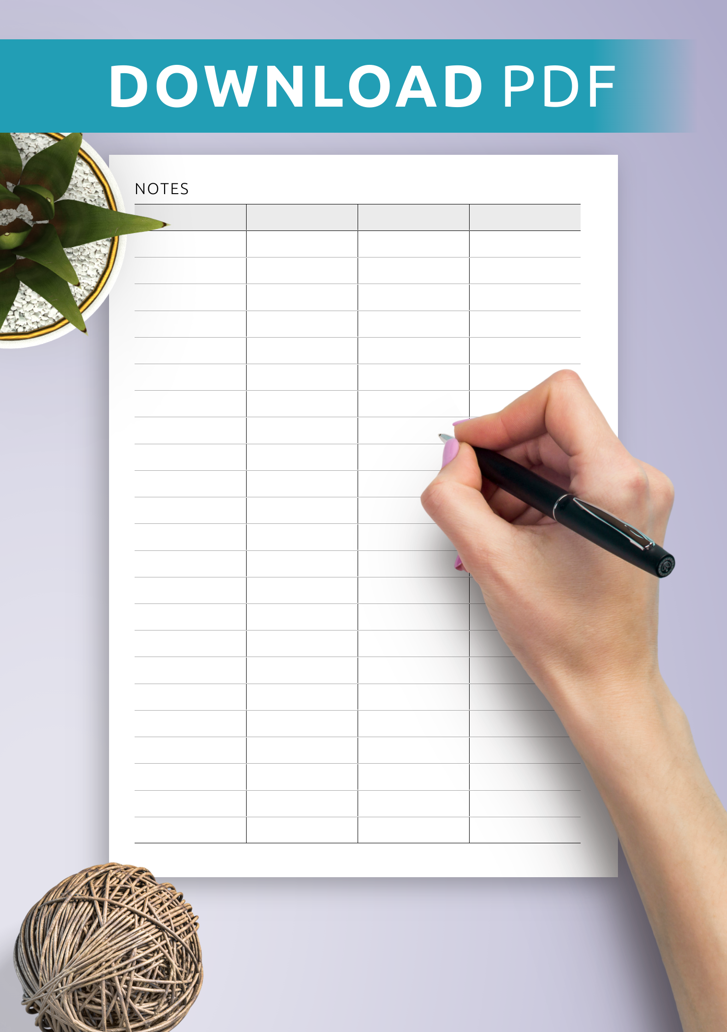 Download Printable Table 4 Column PDF
