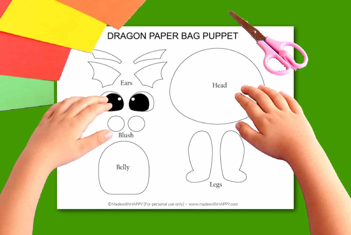 Dragon Paper Bag Puppet Free Printable Template Made With HAPPY