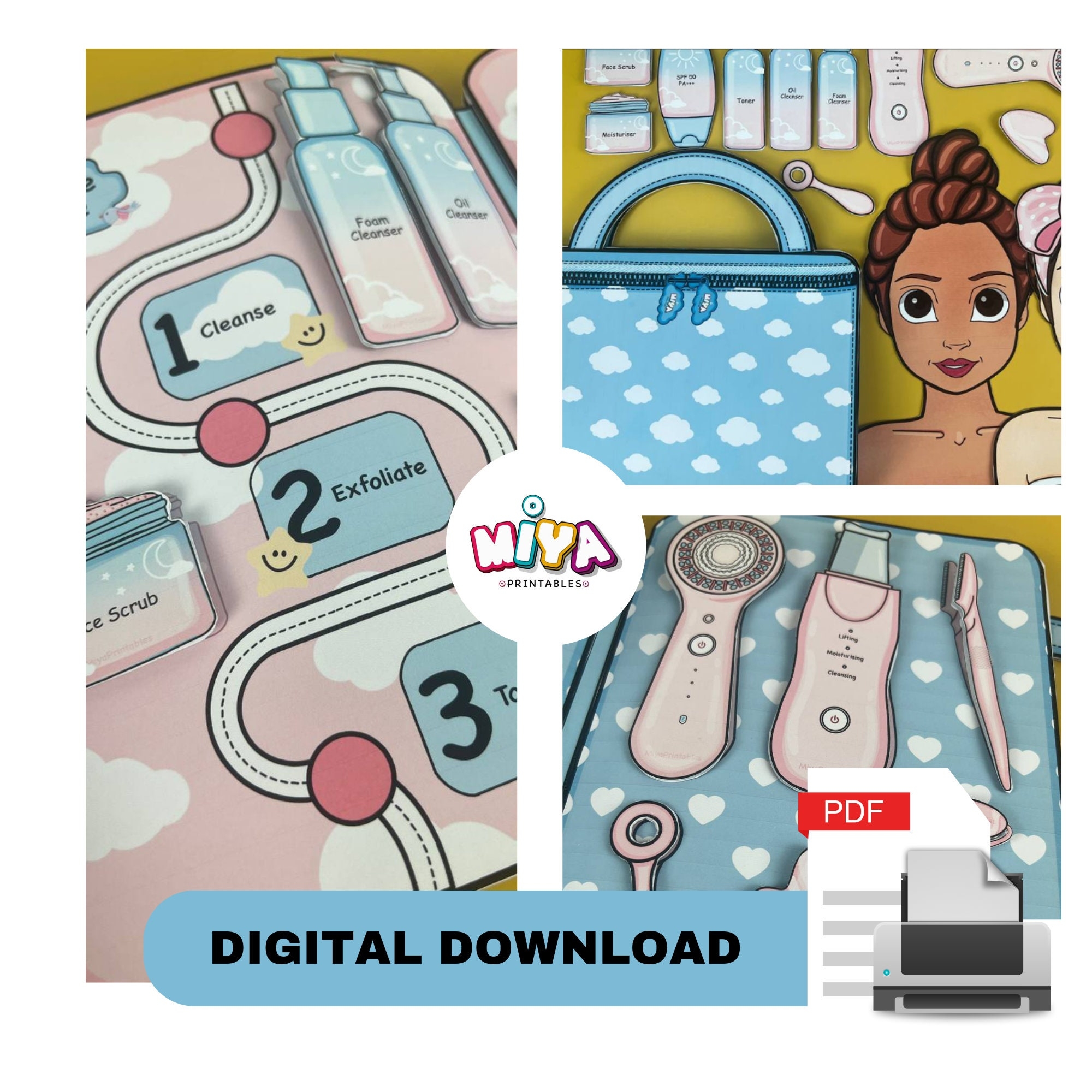 Easy Printable DIY Paper Doll Skincare Kit Etsy