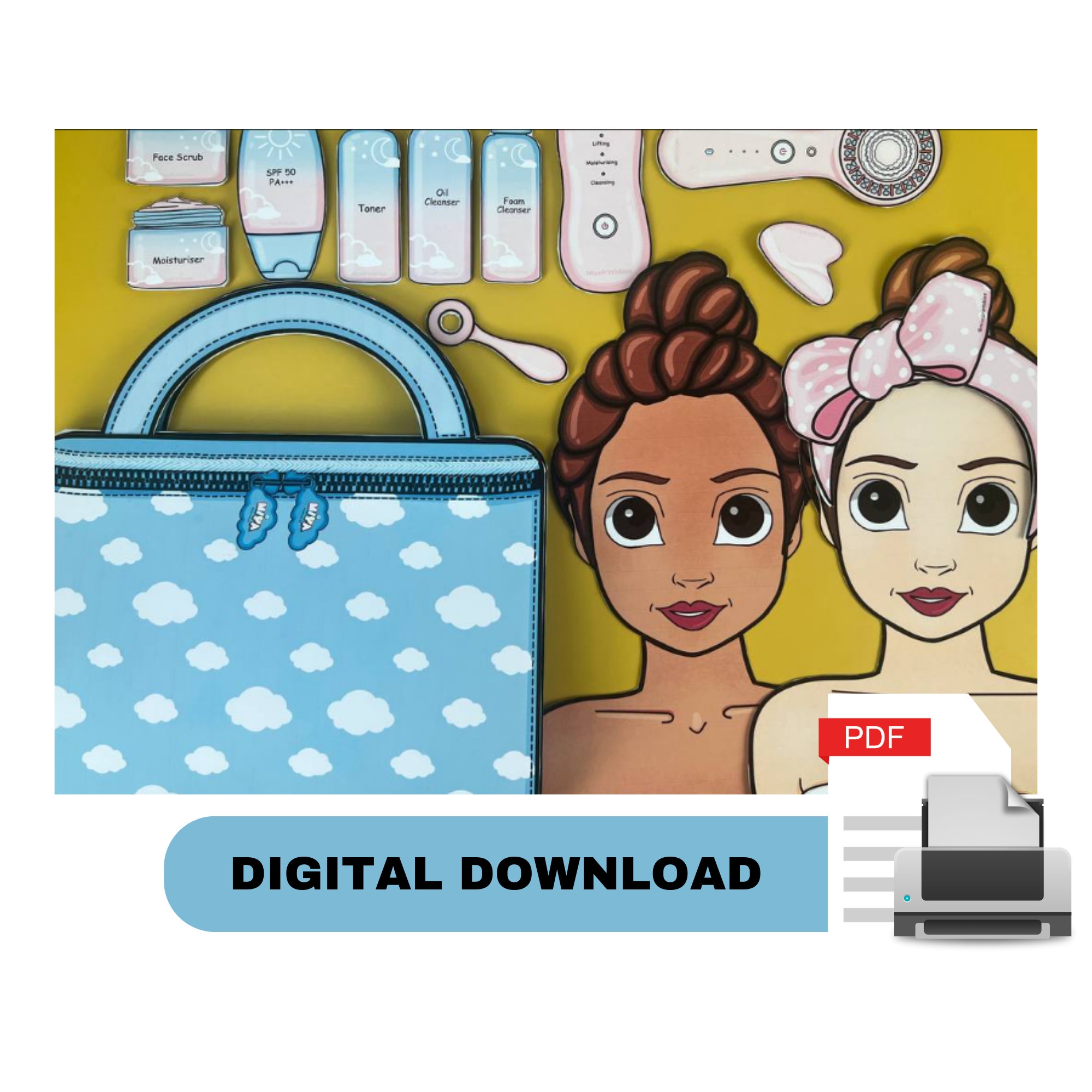 Easy Printable DIY Paper Doll Skincare Kit Etsy