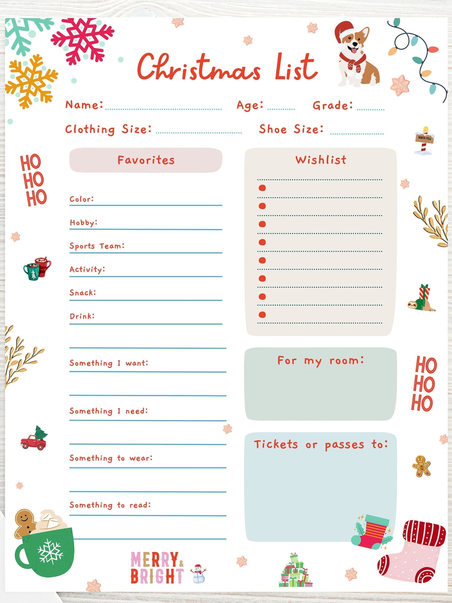 EDITABLE Kids Christmas Wish List Printable Gift Wish List Children s X mas Wish List Kids Holiday Wish List Instant Download Etsy