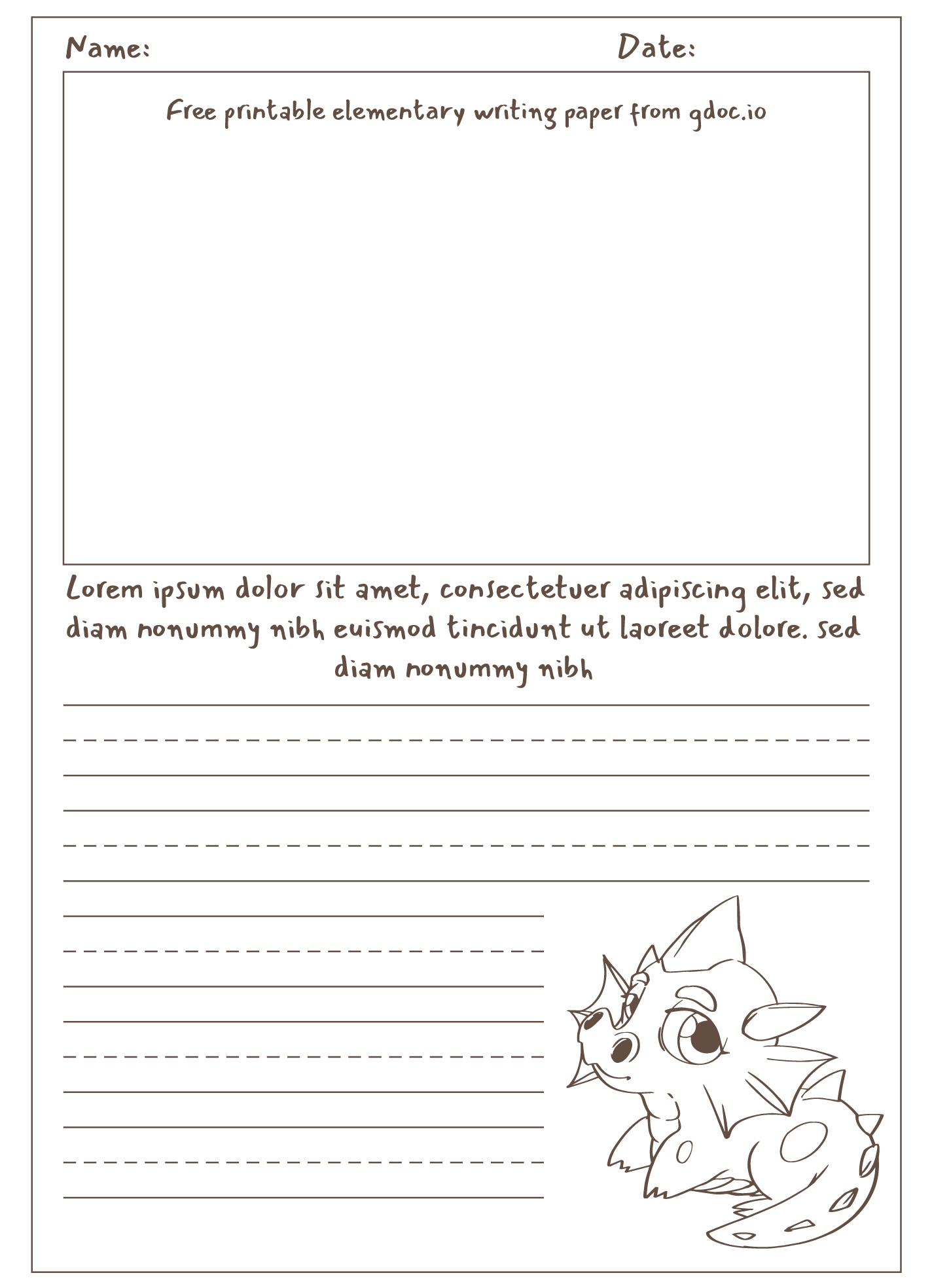 Elementary Lined Paper Free Google Docs Template Gdoc io