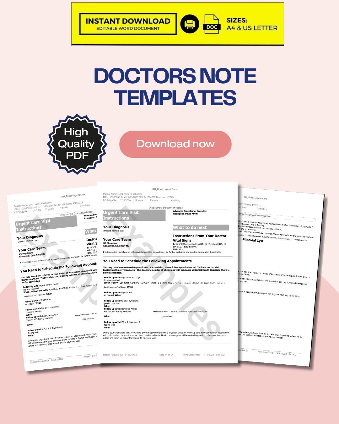 Fake Hospital Discharge Templates Etsy