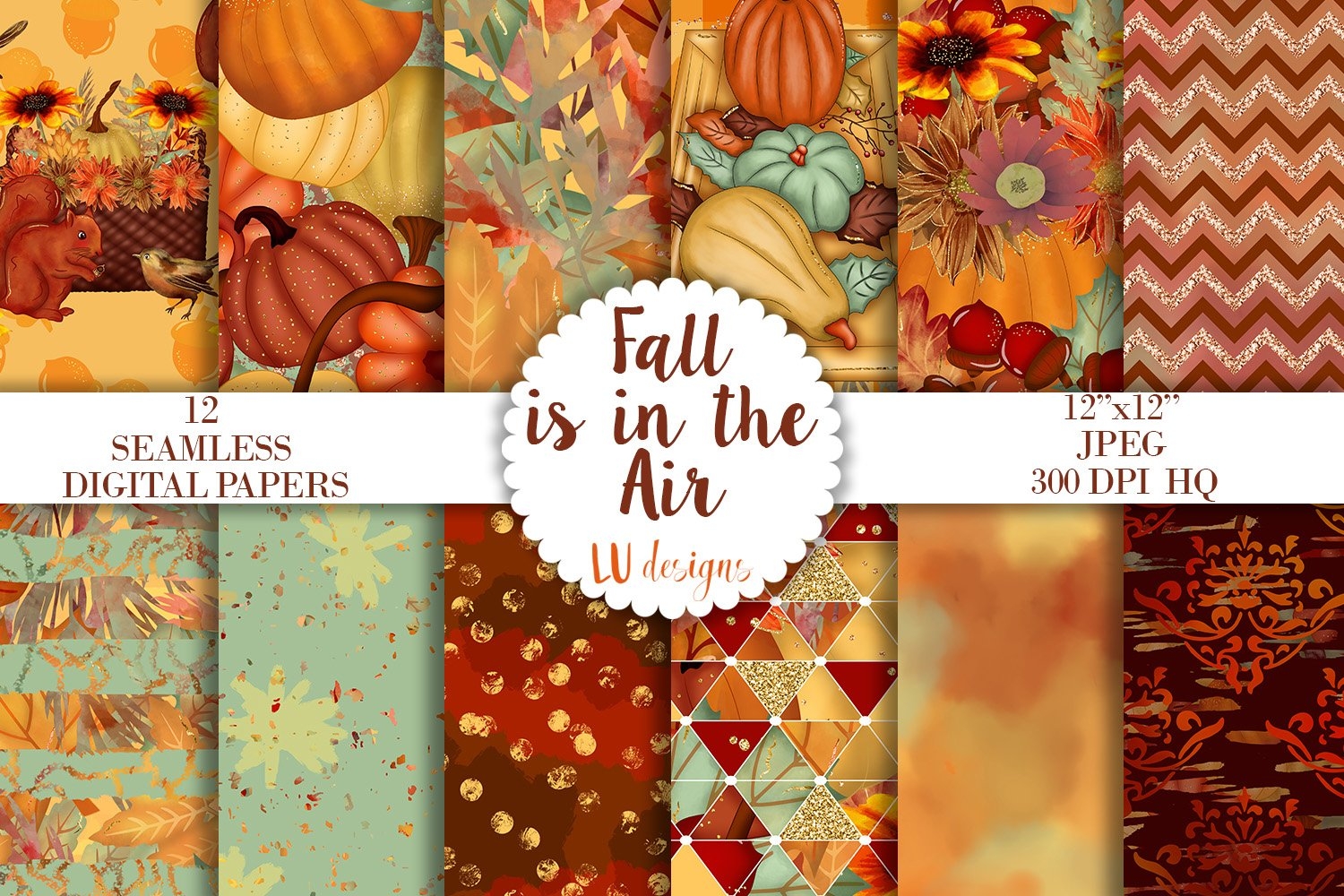 Fall Digital Papers Autumn Backgrounds Fall Patterns