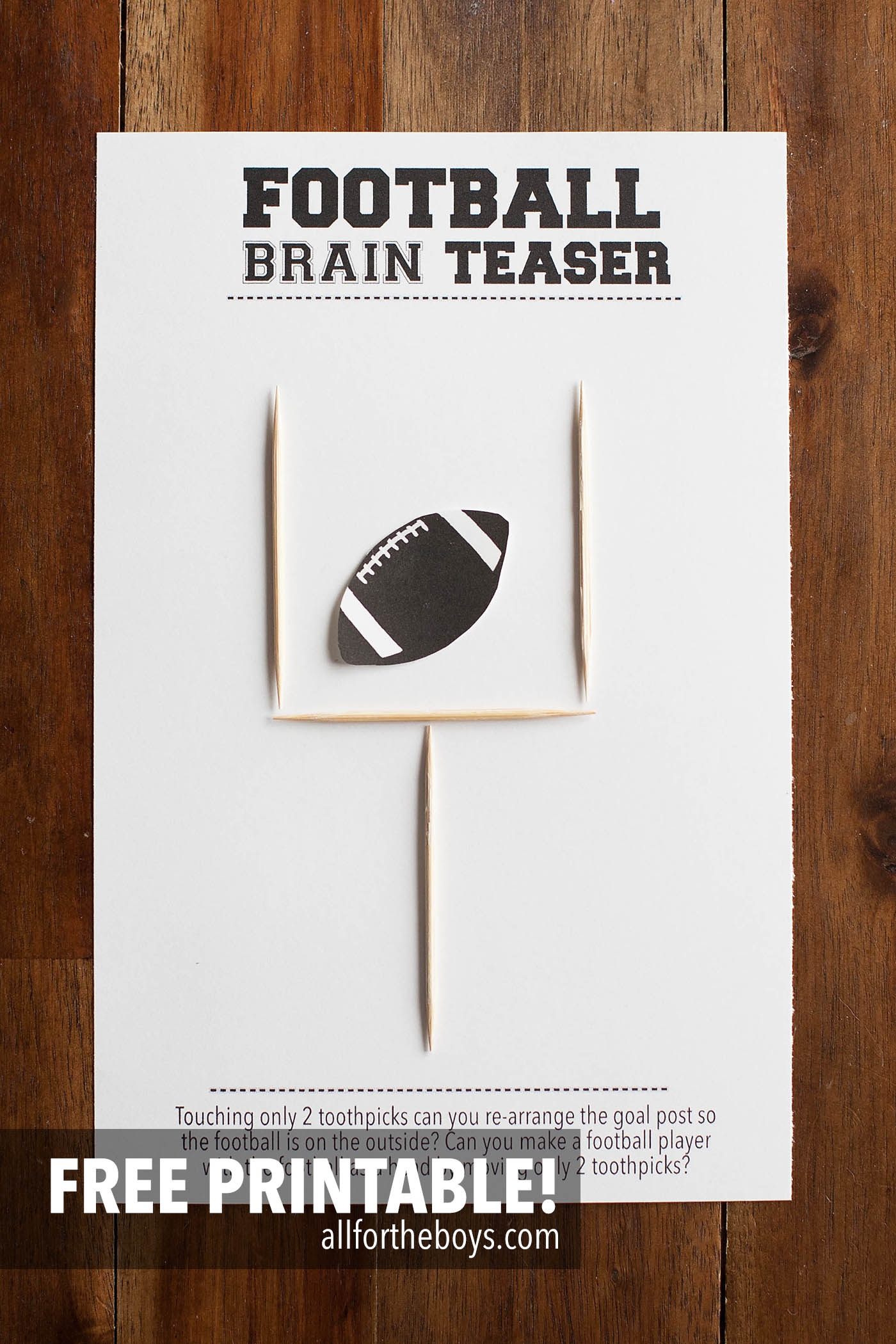 Football Brain Teaser Printable All For The Boys