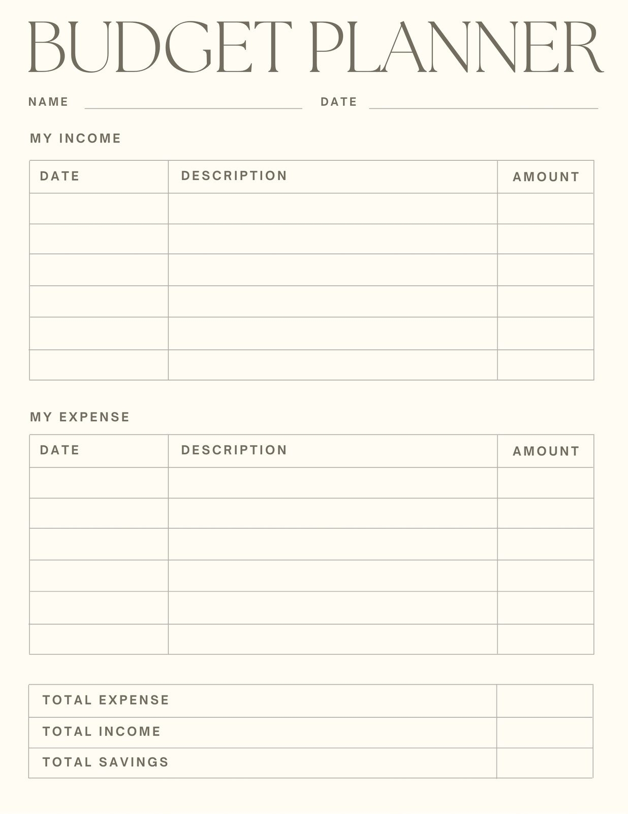 Budget Paper Printable Free
