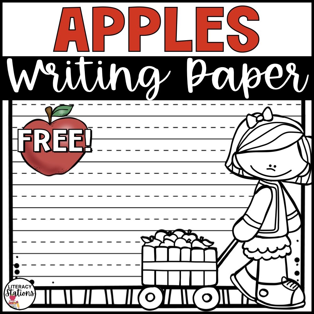 Free Apple Writing Paper Literacy Stations