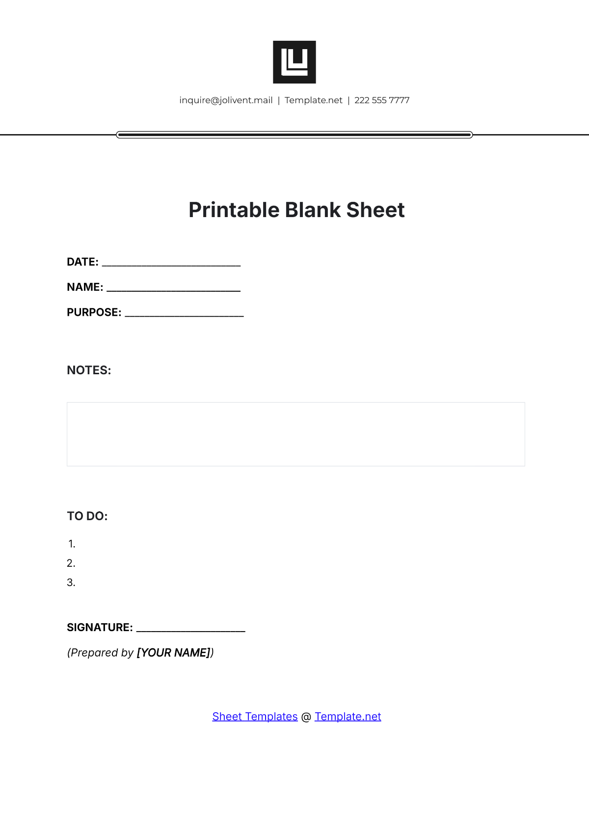 Free Blank Sheet Templates Editable And Printable