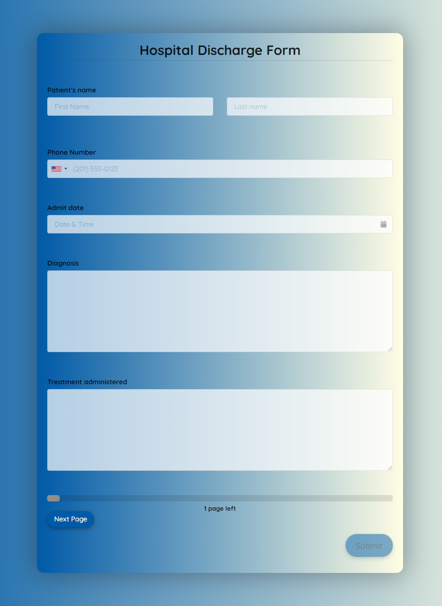 Free Hospital Discharge Form Template Formplus