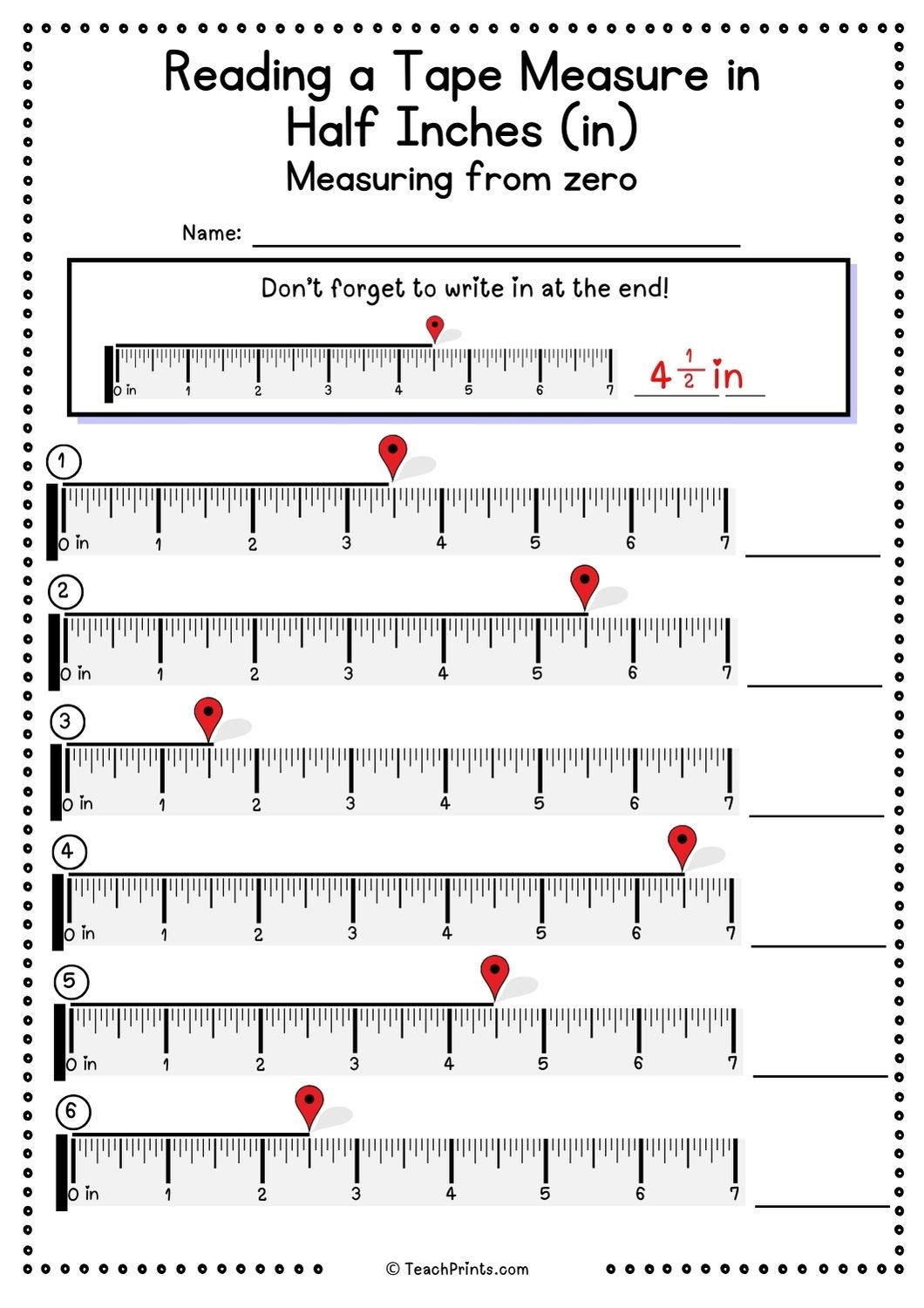 Free Measuring Tape Worksheets Teach Prints