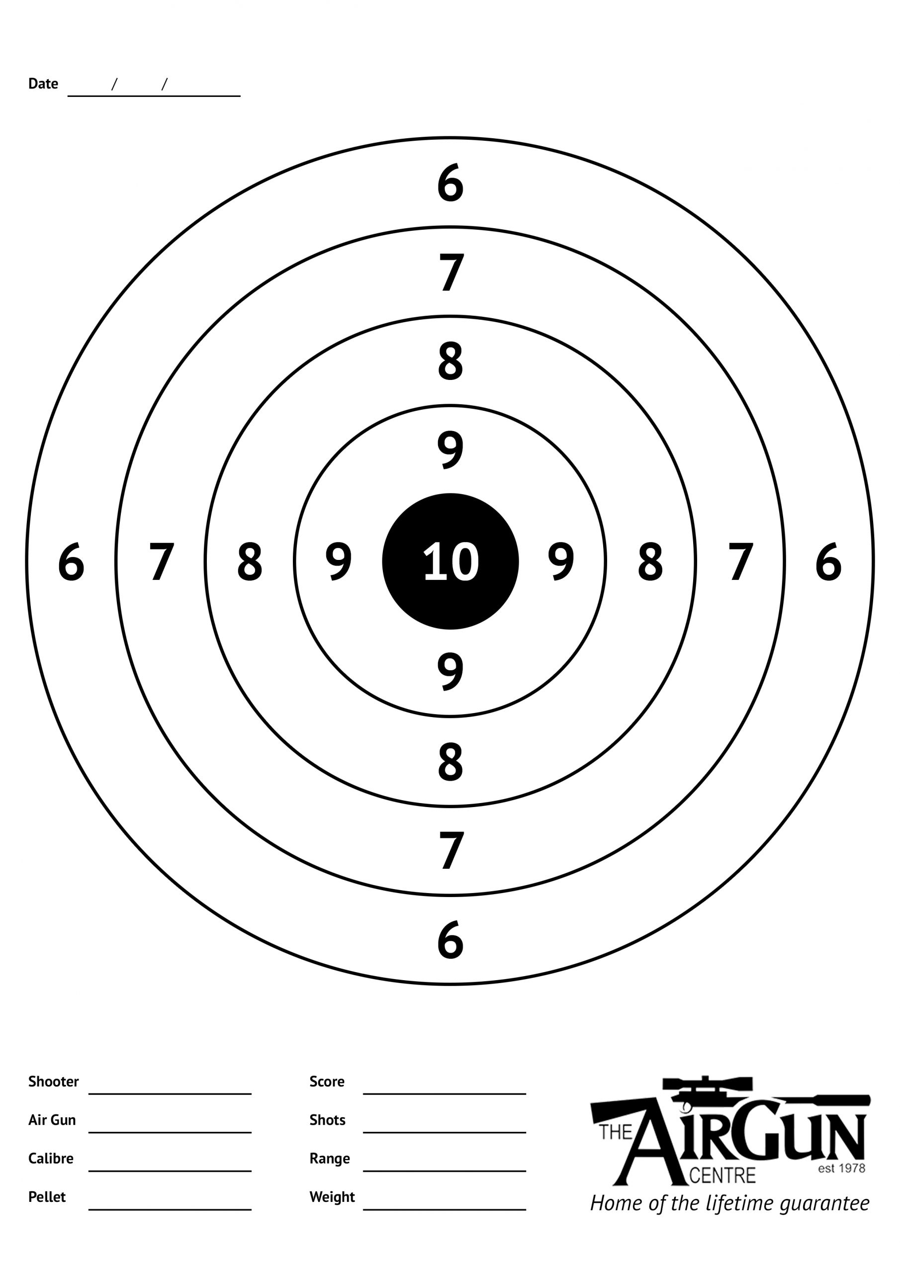 Free Printable Air Rifle Targets A4 17cm 14cm The Airgun Centre