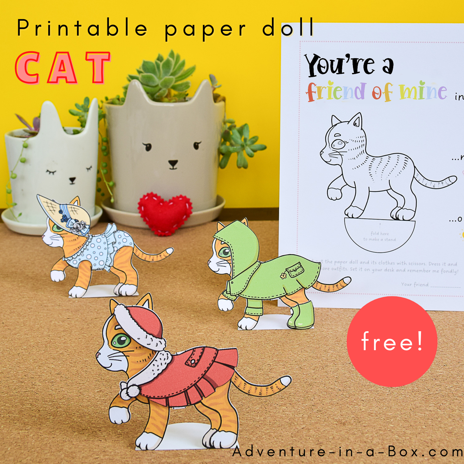 Free Printable Cat Paper Doll Adventure In A Box