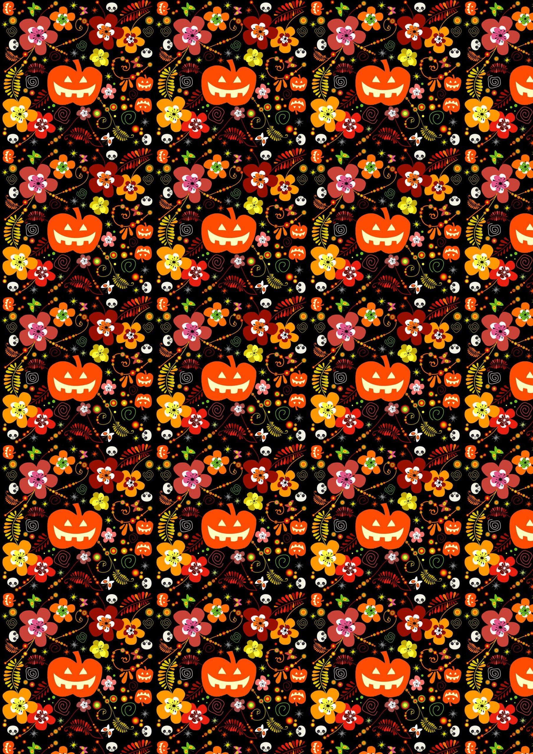 Free Scrapbook Paper Halloween Pumpkins And Flowers Rooftop Post Printables