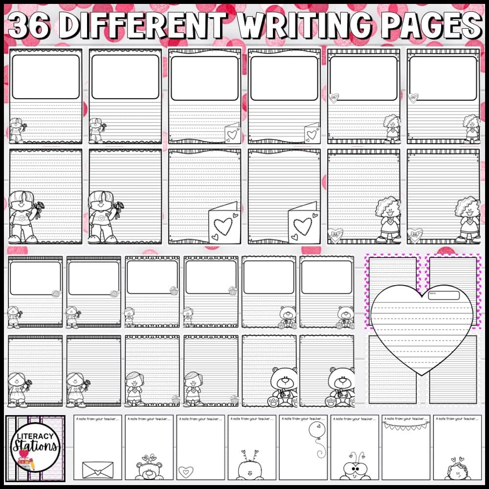 Free Valentines Writing Paper Literacy Stations