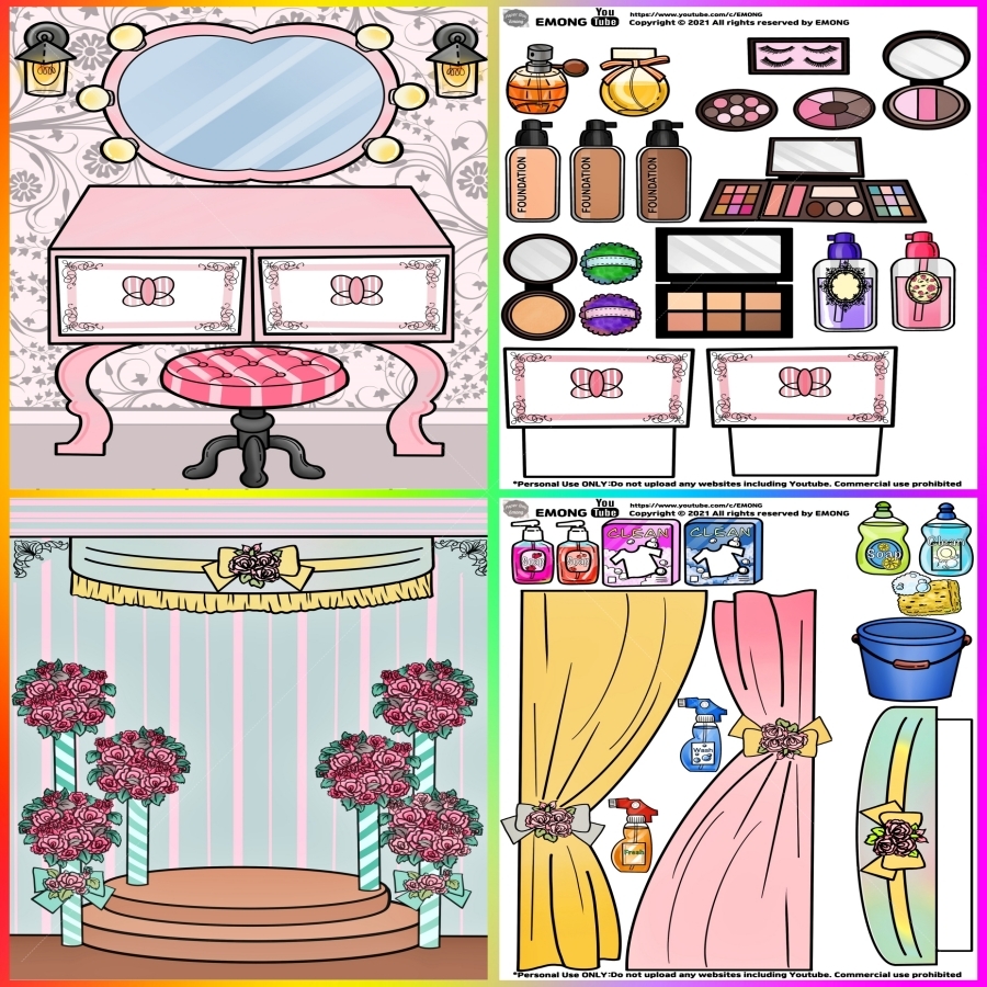 Full Colour Version Free Printable Paper Dollhouse Download EMONG s Paper Quiet Book Making