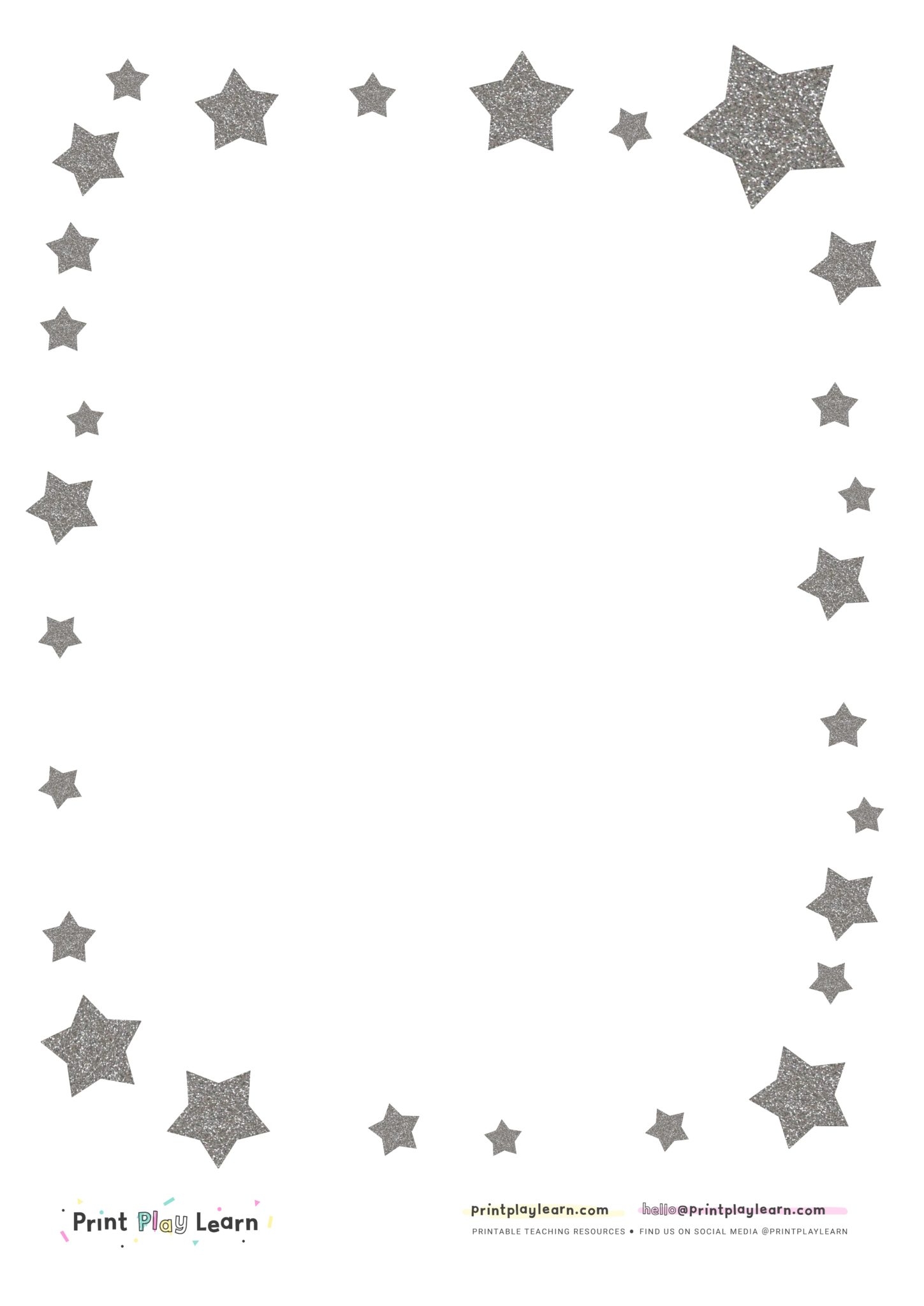Glitter Star Paper Printable Teaching Resources Print Play Learn