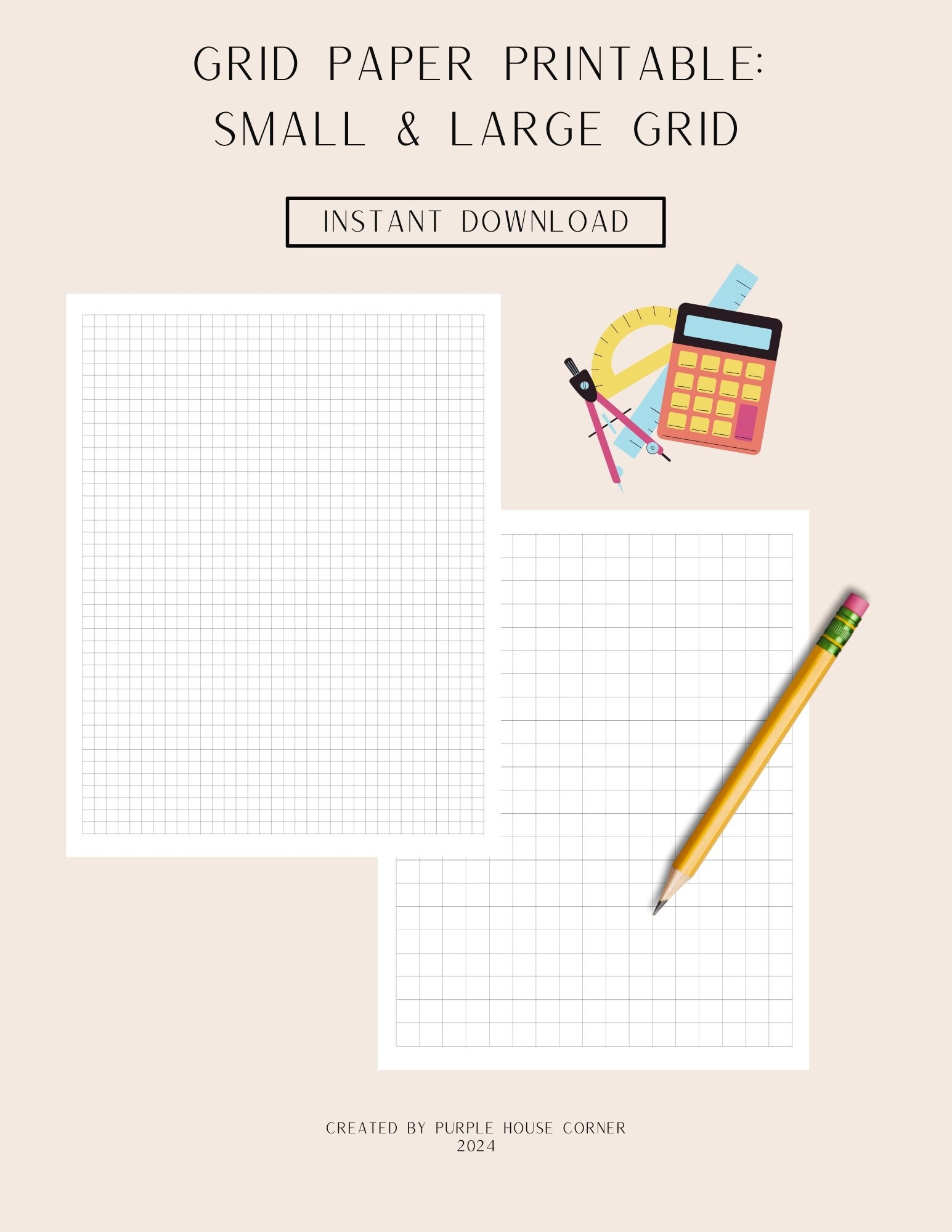 Grid Paper Printable Small Large Grid Paper Included Printable Grid For Notes Squared Paper Graph Paper Instant Download PDF Etsy Australia