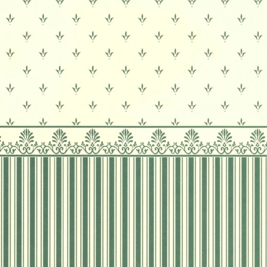 Grosvenor Green Cream Dolls House Wallpaper WP531 Bromley Craft