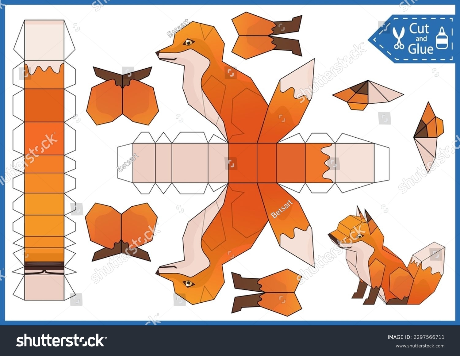 Hakuun Kids Craft Template Cut Glue Paper Liittyv Vektorikuva rojaltivapaa 2297566711 Shutterstock