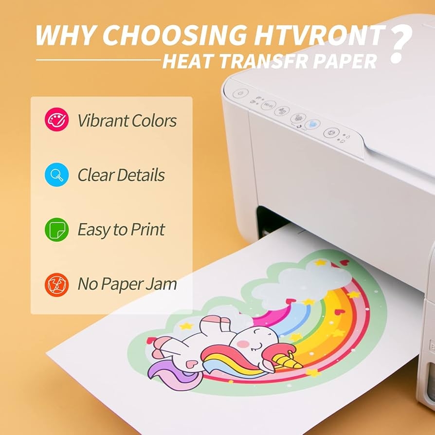 HTVRONT Heat Transfer Paper For Dark Fabrics Printable Heat Transfer Vinyl For Inkjet Printer Washable Durable Transfer Paper 8 5 X 11 Inch 10 Sheets Amazon de Home Kitchen