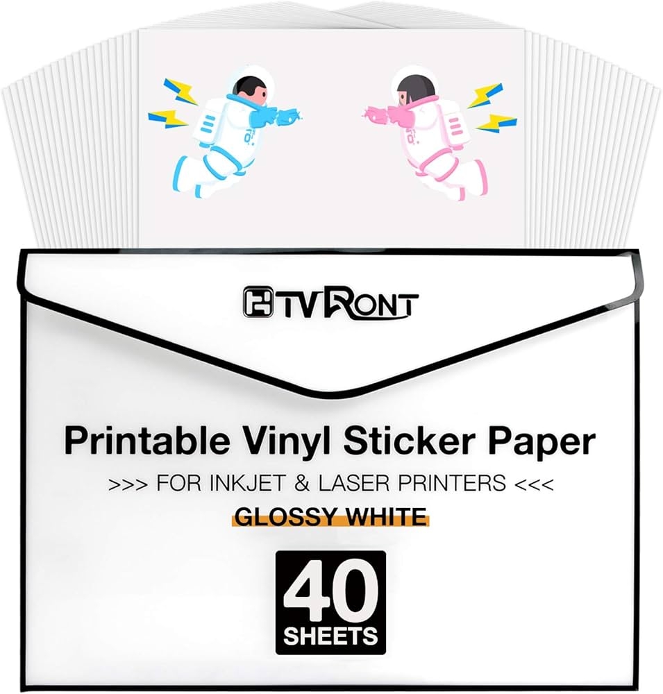 HTVRONT Printable Vinyl 40 Sheets Paper Stickers For Printing Glossy Labels Self Adhesive Printable Stickers Paper 216 X 280 Mm Waterproof Amazon de Home Kitchen