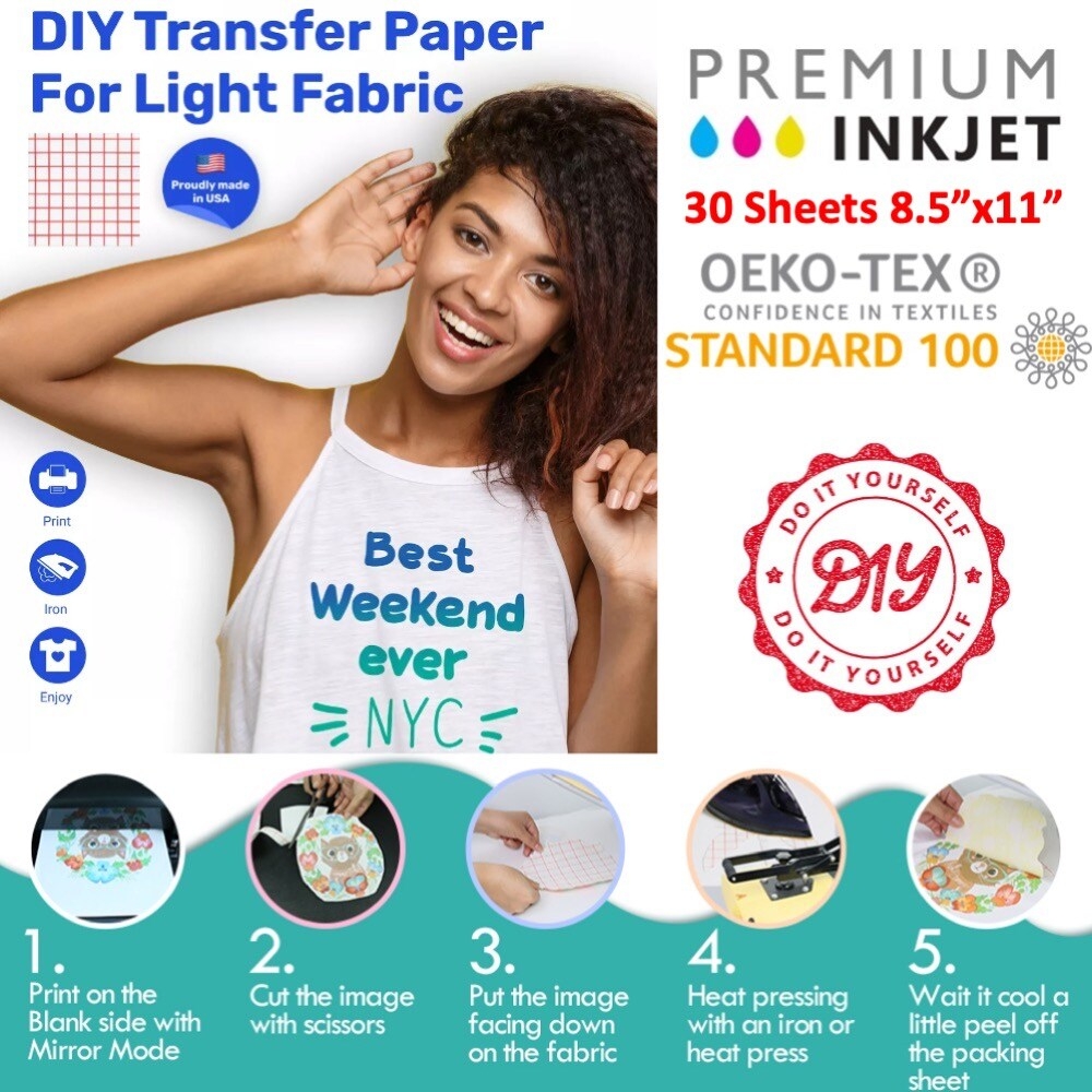 Inkjet Printable Iron on Light Fabrics Heat Transfer Paper 8 5 x11 Michaels
