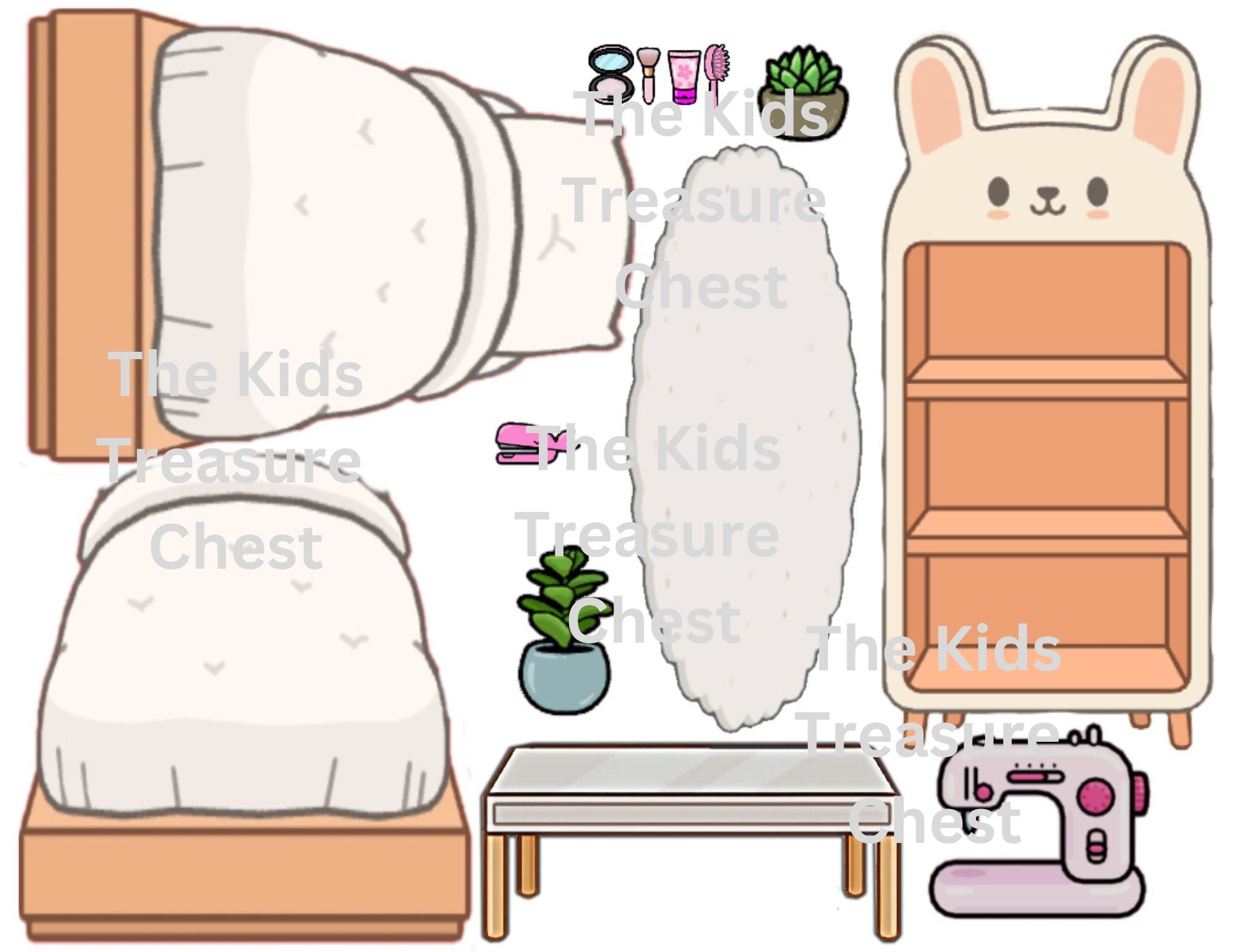 Inspired Toca Boca 2 Pages Paper Doll Bedroom 1 Furniture Background And Accessories Printable Downloadable Kids Play Etsy