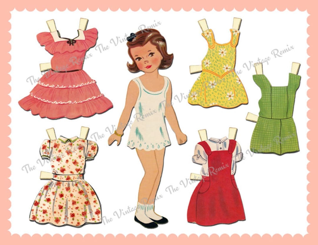 INSTANT DOWNLOAD Printable Paper Doll Digital Collage Sheet Retro Vintage Paper Dolls Etsy UK