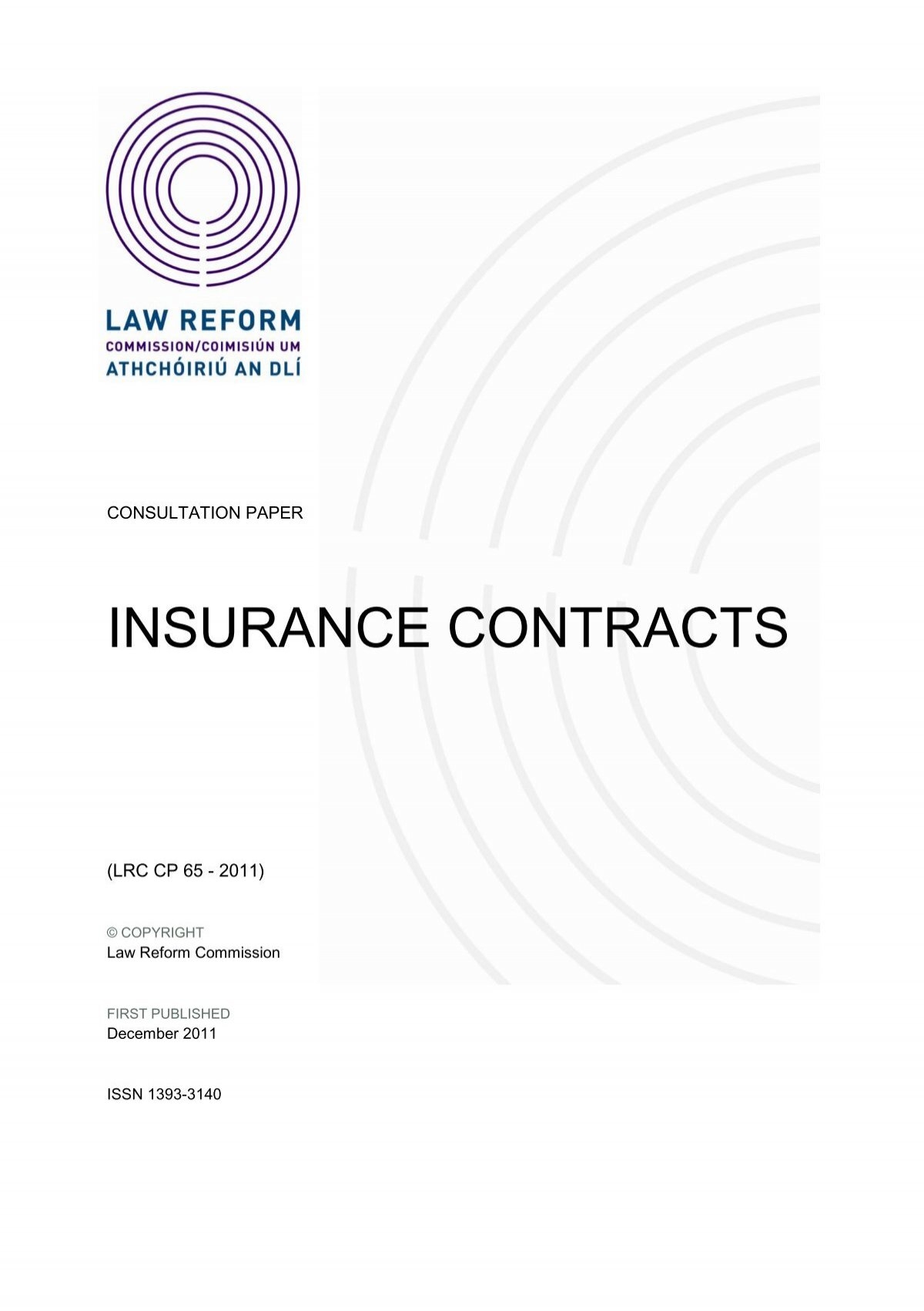 Insurance Contracts CP Law Reform Commission