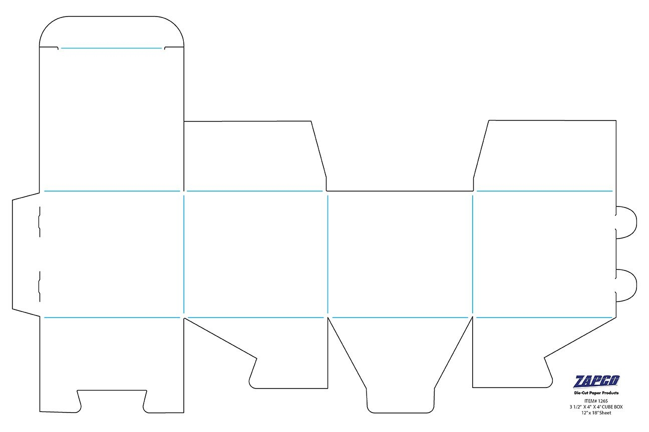 Item 1265 1 Up 4 X 4 X 3 1 2 Multi Use Box 12 X 18 Sheet