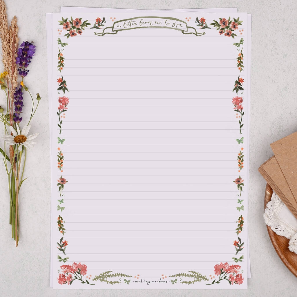 Letter Printable Pool Writing Paper Floral