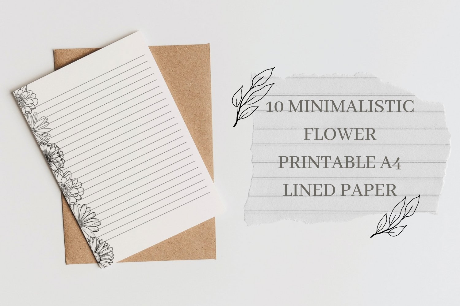 Letter Writing Paper Floral Stationery Minimalist Lined Set