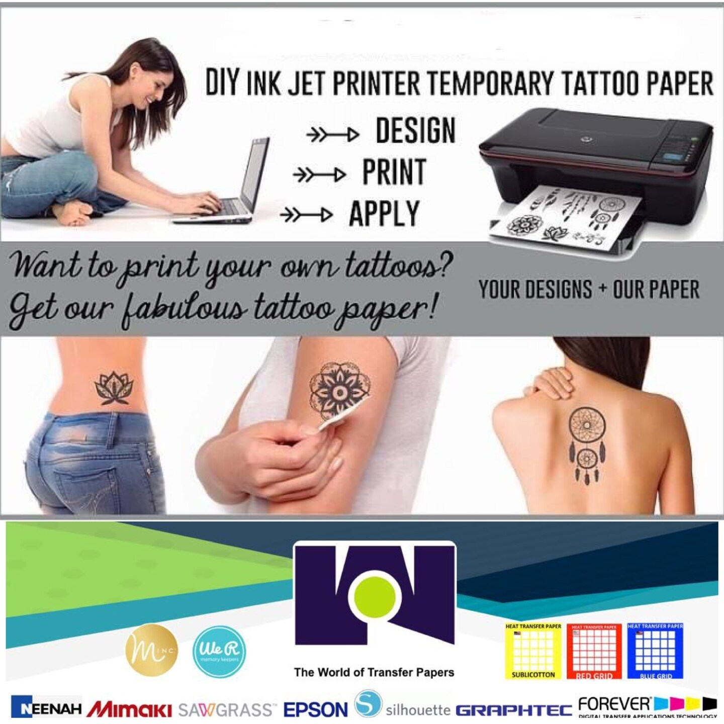 Make Personalized Tattoos 5 Sh Inkjet Tattoo Paper 8 5 x11 Skin Customize Michaels