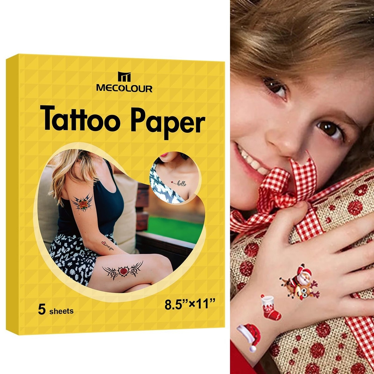 MECOLOUR Printable Temporary Tattoo Paper 8 5 X11 5 Sets For Inkjet Printer EBay