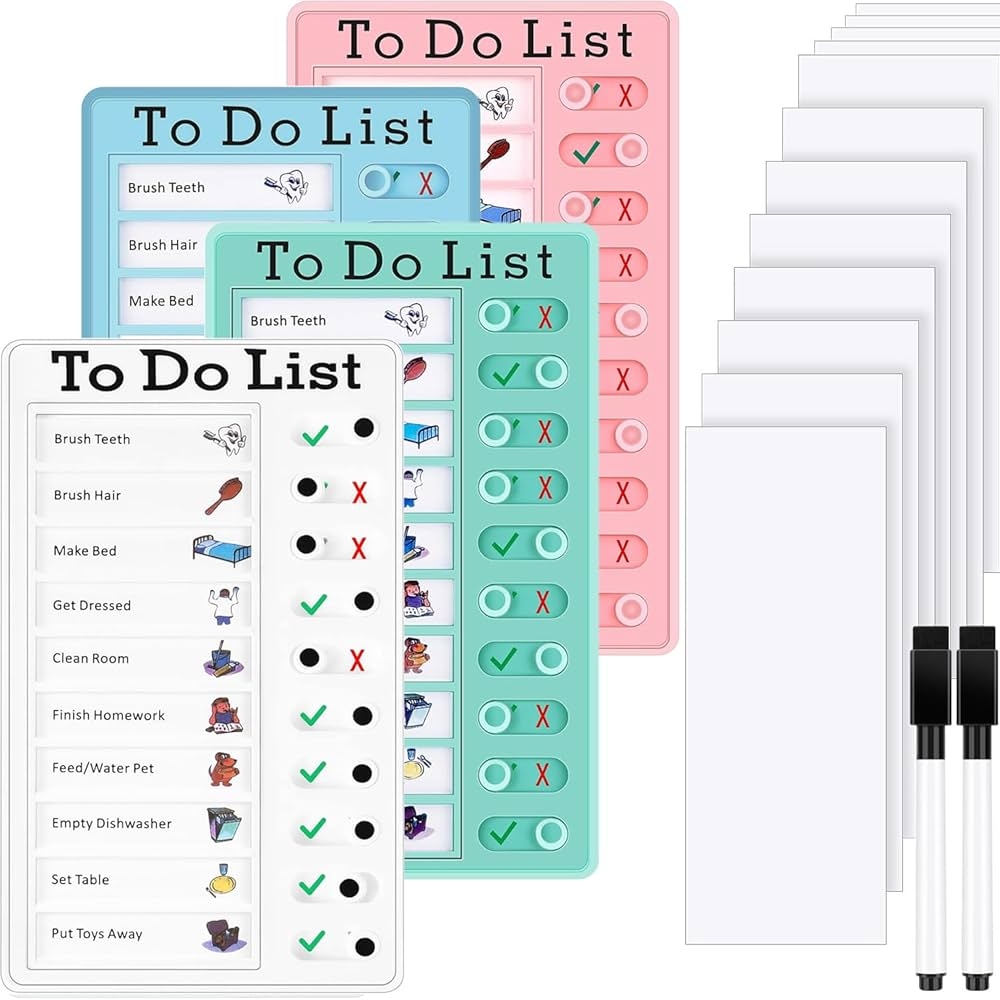 Memo Checklist Boards 4 Pieces Removable Checklist Board With 12 Dry Erase Paper 2 Whiteboard Markers For Home Travel Learning Planning Schedule Reminder Amazon de Stationery Office Supplies