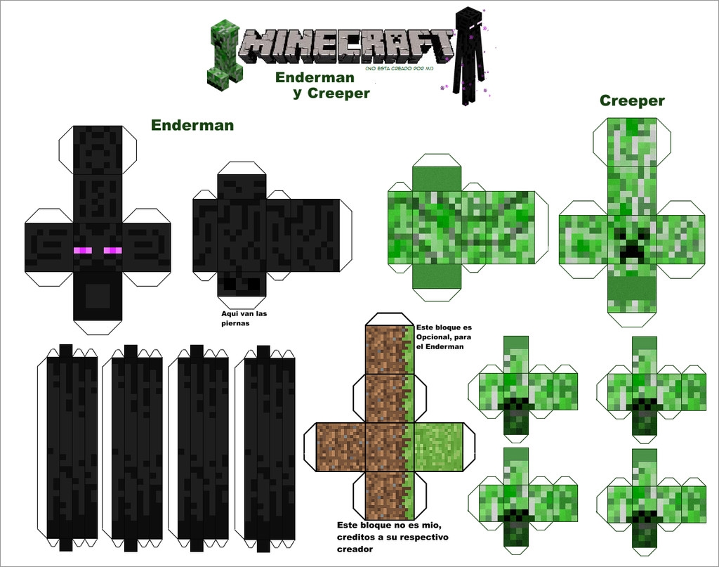 Minecraft Papercraft Models Printable Minecraft Creeper Papercraft Template Printable Papercrafts Printable Papercrafts