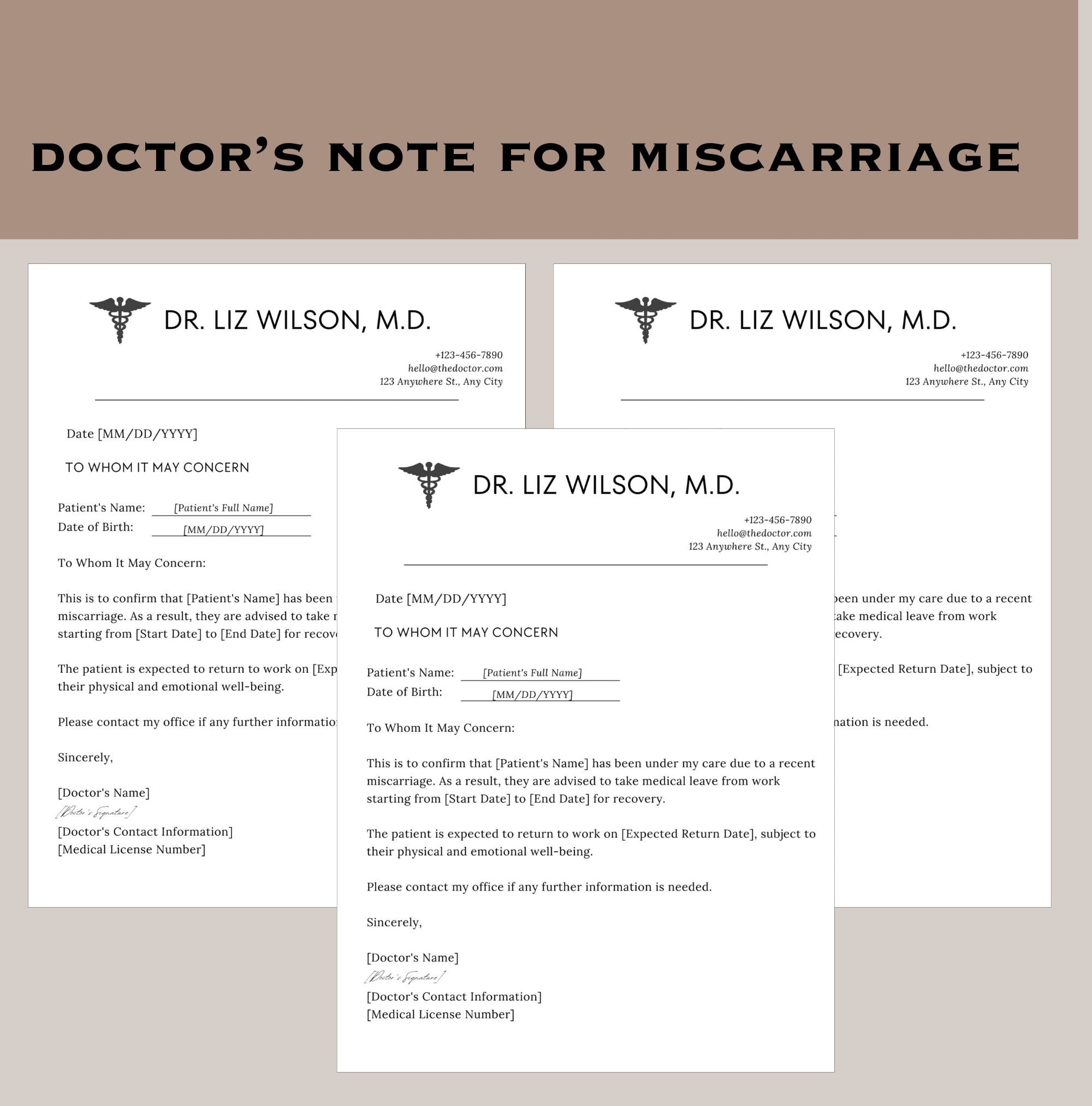 Miscarriage Doctors Note Doctors Excuse Template Doctor s Note Template Medical Excuse Doctor Excuse Work School Doctor Note For Work Etsy