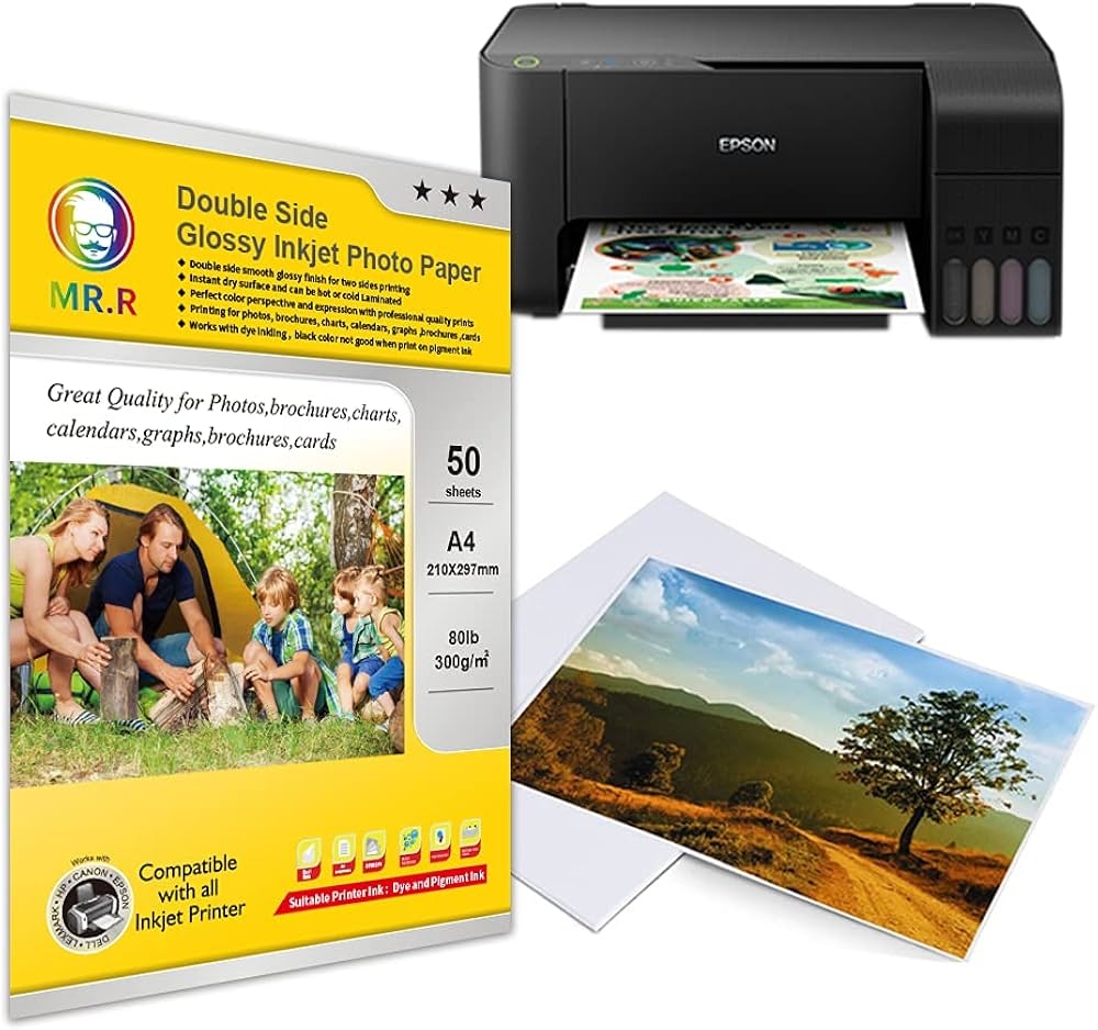 MR R 300 G m 50 Sheets A4 Format Glossy Inkjet Printable Photo Paper Inkjet Printer Glossy Photo Paper Instant Dry Waterproof Bright White Photo Sheets Amazon de Stationery Office Supplies