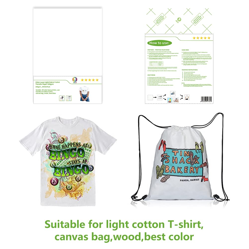 MR R Laser Printable T Shirt Iron On Film Transfer Paper Printable Heat Transfer Paper A4 X 10 Transfer Paper 160gsm For Light Cotton For Light Textiles Amazon de Home Kitchen