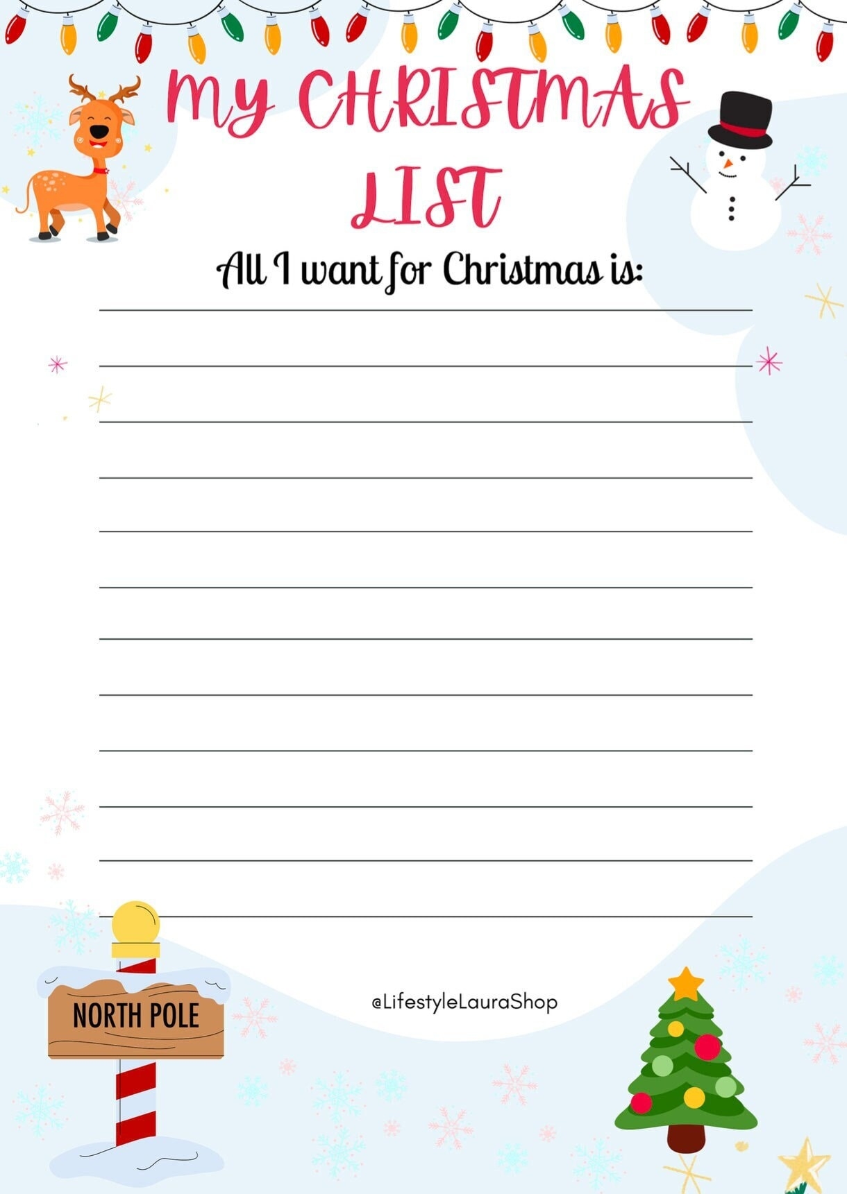 My Christmas List Cute Printable Worksheet Kid friendly Gift Christmas List Letter To Santa Holiday List Instant Download Etsy UK